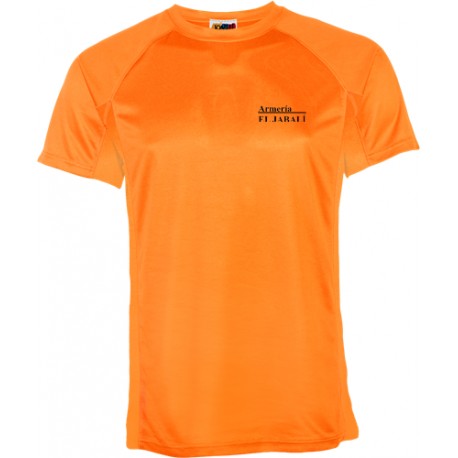 CAMISETA BÁSICA NARANJA FLUOR CAZA POLIESTER