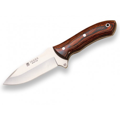 CUCHILLO DESOLLADOR CACHAS DE MADERA ROJA HOJA DE 10 CM CR06