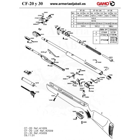 DESPIECE CARABINA GAMO CF 20 CF 30