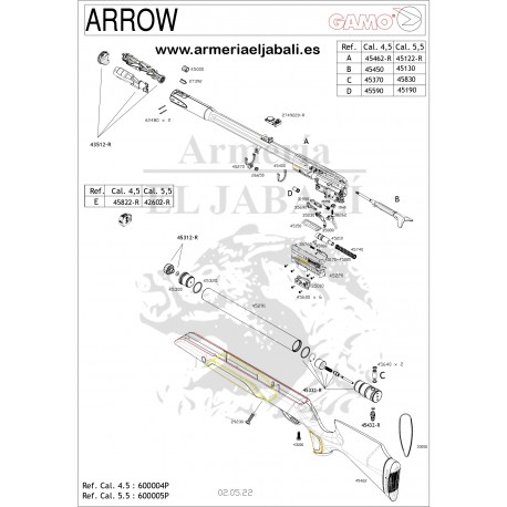 DESPIECE CARABINA GAMO ARROW PCP