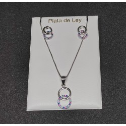 JUEGO PENDIENTES COLLAR DE AROS 02 EN RODIO